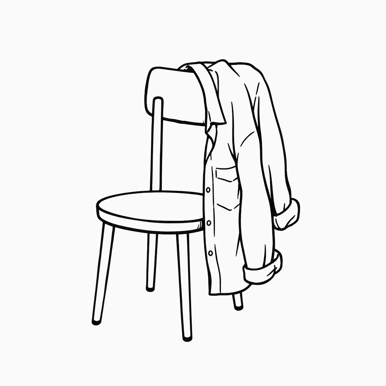 의자 위 작업 셔츠 선 드로잉